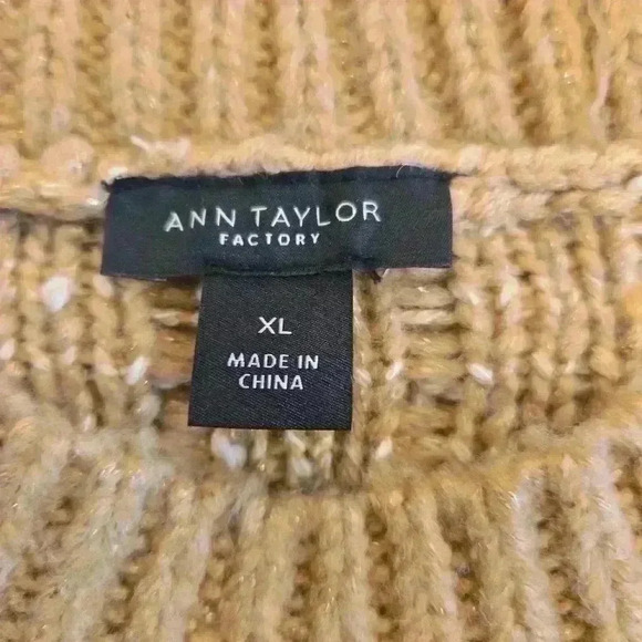 Ann Taylor Crewneck Long Sleeve Knit Sweater Champagne Tan Womens Size XL - Picture 5 of 9